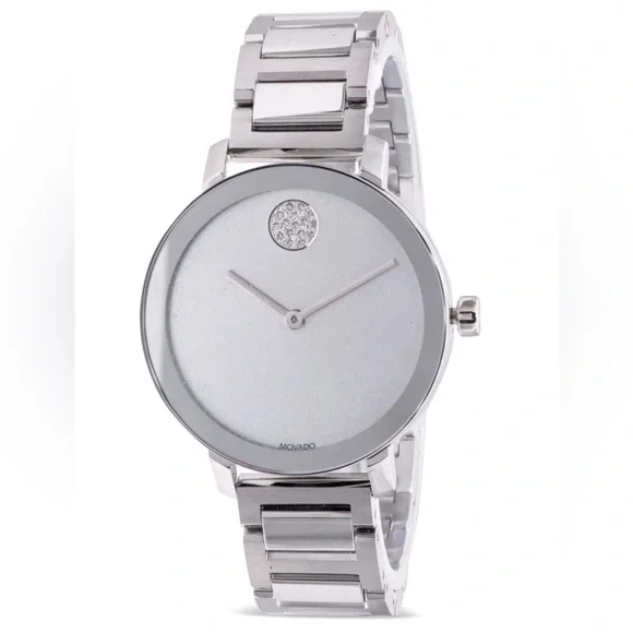 New Movado Bold Evolution Women’s Silver Dial Crystal Dot Watch 3600732 - Picture 1 of 2